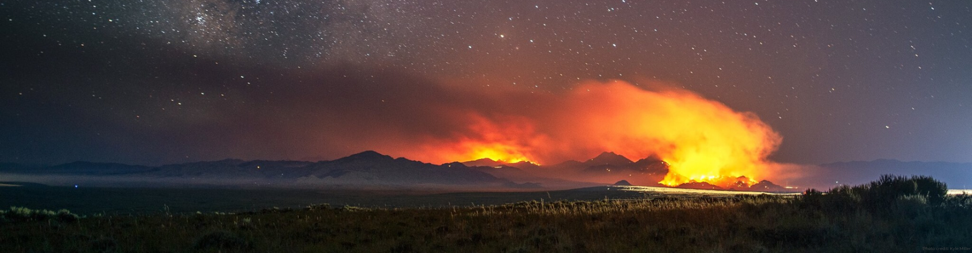 Timelapse photo of prescribed fire at night by Kyle Miller.